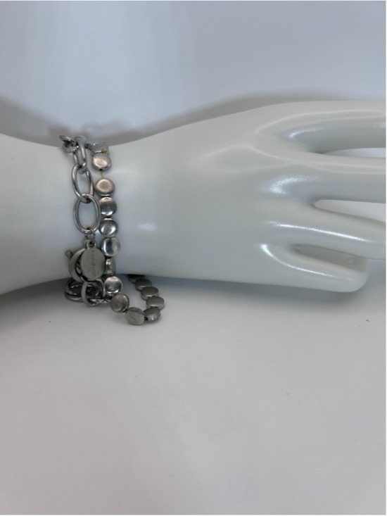 Stampin' Up! Jewelry - Stampin Up Bracelet Silver Tone Beaded Chain Charm Love Toggle Womens Jewelry